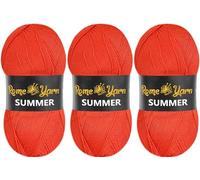 Rome Yarn Filato estivo, effetto seta, 100 g, 350 m, 100% microfibra, filato acrilico anti-pelucchi, filo per lavori artistici all'uncinetto, 3 pezzi, 101 fiori di melograno