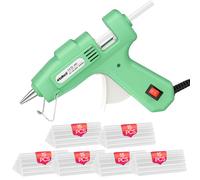 ROMECH Mini pistola per colla a caldo da 20 W con 90 bastoncini di colla, preriscaldamento rapido, kit per colla a caldo, resistente, per artigianato, fai da te, riparazioni (verde)