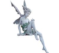 Romeeton Ornamenti da giardino delle fate all'aperto, decorazione a statua di fata floreale, affascinante scultura da favola per esterni, scultura artigianale paesaggistica, cortile, patio, giardino,