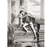 Romeo e Giulietta. La scena del balcone. "Buona notte. Mille volte buona notte." Romeo e Giulietta di William Shakespeare. Secondo atto. Scena due. Dopo un'opera di Achille Dev ria. Stampa poster di