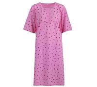 Romesa Camicia da notte da donna, a maniche corte, design floreale, taglie forti, 3XL-6XL, con bottoni, taglia grande, Colore: rosa., 5XL