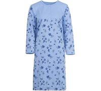 Romesa - Camicia da notte da donna lunga termica, con stampa e ricamo, Azzurro, XXL