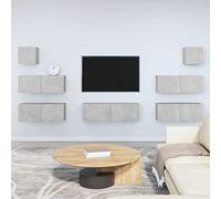 ROMHZKS 7-TLG. Set di mobili per TV, grigio cemento, in legno