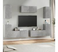ROMHZKS 7-TLG. Set di mobili per TV, grigio cemento, in legno