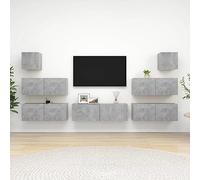 ROMHZKS 7-TLG. Set di mobili per TV, grigio cemento, in legno di cemento, per TV