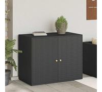 ROMHZKS Armadietto da giardino in polyrattan con manici in legno di acacia, impermeabile e stabile per esterni, ampio spazio di archiviazione