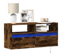 ROMHZKS Armadio per TV con illuminazione a LED, per tv, comò, tavolo HiFi, 100 x 31 x 45 cm