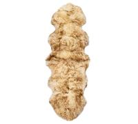 ROMHZKS Autentico tappeto in pelliccia di pecora marrone mélange 60 x 180 cm per decorazione soggiorno morbido tappeto a pelo lungo in vera pelle di pecora crea un ambiente caldo e lussuoso,