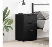 ROMHZKS Comodino moderno in rovere nero con 3 cassetti - Elegante tavolino per camera da letto, salvaspazio e versatile - Materiale in legno durevole, semplice