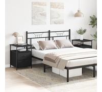 ROMHZKS Comodino moderno in rovere nero con due cassetti, design compatto per piccoli spazi, robusto spazio per lampade e libri, superficie opaca facile da pulire