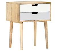 ROMHZKS Comodino rustico in legno di mango, realizzato a mano con 2 cassetti, piano stabile, comò decorativo per camera da letto, facile da montare, durevole legno massiccio unico