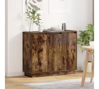 ROMHZKS Comodino rustico in rovere massello con finitura affumicata - Elegante tavolino con ampio spazio per camera da letto - Design durevole in legno di quercia