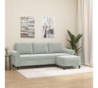 ROMHZKS Divano in velluto a 3 posti con sgabello, struttura robusta in compensato e metallo, imbottitura spessa per una seduta comoda, poggiapiedi versatile come seduta aggiuntiva, design moderno