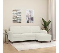 ROMHZKS Divano in velluto a 3 posti con sgabello, struttura robusta in compensato e metallo, imbottitura spessa per una seduta comoda, poggiapiedi versatile come seduta aggiuntiva, design moderno