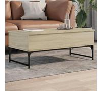 ROMHZKS Elegante tavolino da caffè con vano portaoggetti, materiale in legno e struttura in metallo, piedini regolabili per stabilità ed eleganza nel soggiorno