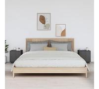 ROMHZKS Massiver Kiefernholz Nachttisch mit 2 Fächern und flexibler Tür, robuster Oberplatte und Kunstledergriff für Wohnzimmer und Schlafzimmer