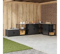 ROMHZKS Mensola da cucina con ripiano con deposito, colore nero, modulare con superficie resistente al calore, per organizzazione flessibile dello spazio 60 x 50 x 92 cm, in acciaio