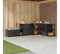 ROMHZKS Mensola da cucina con ripiano con deposito, colore nero, modulare con superficie resistente al calore, per organizzazione flessibile dello spazio 60 x 50 x 92 cm, in acciaio