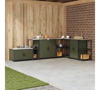 ROMHZKS Mensola da cucina con ripiano con portaoggetti, verde oliva, modulare con superficie resistente al calore, per organizzazione flessibile dello spazio, 60 x 50 x 92 cm, in acciaio