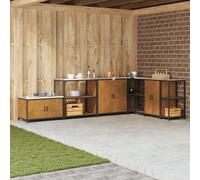 ROMHZKS Mensola da cucina con ripiano con stoccaggio, arrugginito, modulare con superficie resistente al calore, per organizzazione flessibile dello spazio, 60 x 50 x 92 cm, acciaio meteo