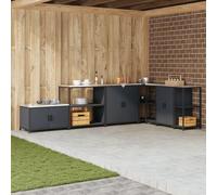 ROMHZKS Mensola da cucina con ripiano con stoccaggio, colore antracite, modulare con superficie resistente al calore, per organizzazione flessibile dello spazio, 60 x 50 x 92 cm, in acciaio