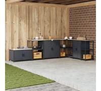 ROMHZKS Mensola da cucina con ripiano con stoccaggio, colore antracite, modulare con superficie resistente al calore, per organizzazione flessibile dello spazio, 60 x 50 x 92 cm, in acciaio