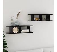 ROMHZKS Mensole a Parete 2 pz Nere 75x18x20 cm in Multistrato, Scaffali da parete, Mensole per libri, Mensole per foto, Supporti da parete, Organizza e Decora la Tua Casa in Stile