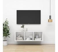 ROMHZKS Mobile da parete per TV, colore: bianco, 37 x 37 x 107 cm, in legno