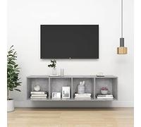 ROMHZKS Mobile da parete per TV, grigio cemento, 37 x 37 x 142,5 cm, in legno