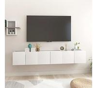 ROMHZKS Mobile pensile per TV, 3 pezzi, bianco, con cassetti, 60 x 30 x 30 cm
