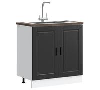 ROMHZKS Mobile sottolavello Porto nero salvaspazio da cucina, con spazio di archiviazione e piedini regolabili, 80 x 46 x 81,5 cm, in legno