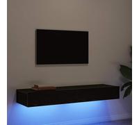 ROMHZKS Mobile TV con luci a LED, 2 pezzi, in rovere nero, 60 x 35 x 15,5 cm