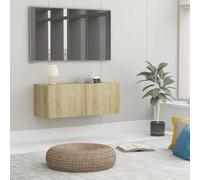 ROMHZKS Mobiletto per TV, in rovere Sonoma, con cassetti, 80 x 30 x 30 cm, in legno
