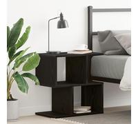 ROMHZKS Moderner Nachttisch aus schwarzer Eiche mit zwei Einbauregalen - Stilvoller Beistelltisch aus Holzwerkstoff mit mattem Finish für Schlafzimmer