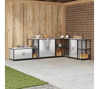 ROMHZKS Scaffalatura da cucina con ripiano in argento modulare con superficie resistente al calore per l'organizzazione flessibile dello spazio 60 x 50 x 92 cm, in acciaio inox