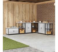 ROMHZKS Scaffale da cucina con ripiano con porta argentata Armadio modulare con superficie resistente al calore per organizzazione flessibile dello spazio 60 x 50 x 92 cm, in acciaio inox