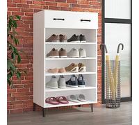 ROMHZKS Scarpiera bianca, 60 x 35 x 105 cm, in legno con ripiani e cassetti, organizer stabile per camera da letto e corridoio, con supporto da parete e istruzioni di montaggio (lingua italiana non