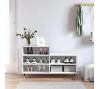 ROMHZKS Scarpiera bianca lucida, 102 x 36 x 60 cm, in legno con 5 scomparti e gambe in metallo, robusta scarpiera per riporre senza polvere