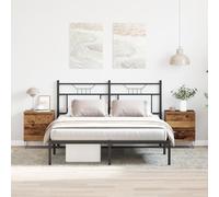 ROMHZKS Set comodino rustico con design industriale, finitura in legno resistente alle intemperie e robuste forcine per capelli, cassetti spaziosi per libri ed elettronica, compatto, 40 x 30 x 15 cm