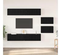 ROMHZKS Set di 6 mobili per TV, in rovere nero, 80 x 30 x 30,5 cm, S