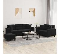 ROMHZKS Set di divani in microfibra durevole con tavolino, struttura robusta in compensato e metallo, seduta imbottita spessa, comoda esperienza di seduta, poggiapiedi versatili,