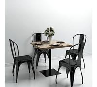 ROMHZKS Tavolo da bistrot in MDF e acciaio, quadrato, da cucina, per ristorante, 80 x 80 x 75 cm, effetto rovere