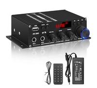 Romicta Amplificatore Audio HiFi, AK390 Mini Bluetooth Stereo Amp 800W, 2 Canali, Ricevitore Audio con Radio FM, USB, per Casa e Auto, Includere Alimentazione 12V