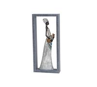 Romimex Figura decorativa marrone resina donna 17 x 38 x 6 cm con cornice