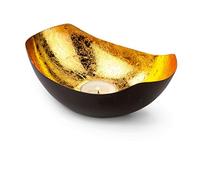 ROMINOX - Portacandela in metallo laccato, colore: marrone/oro, 16,3 x 11,1 x 6 cm