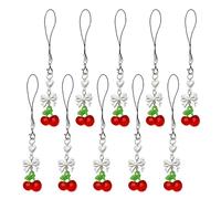 ROMISBABA 10 Pezzi Cordini per Cellulare con Charm Fiocco e Ciliegia Catena Leggera per Smartphone da Donna e Ragazza Decorazione Colorata e Facile da Installare