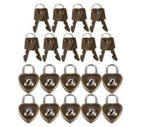 ROMISBABA 10 Pezzi Lucchetto Forma di Cuore in Ferro Resistente e Antiruggine Due Chiavi per Diario e Valigia per Varie Occasioni e Viaggi