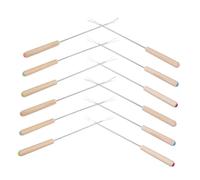 ROMISBABA 12 pezzi Forchette da Fonduta in Acciaio con Manico in Legno Bastoncini per Formaggio Cioccolato e Frutta Posate Resistenti e Precise per Cucina