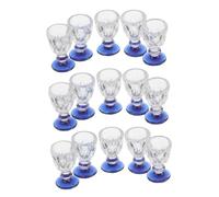 ROMISBABA 15 Pezzi Di Bicchieri Da Vino Con Fondo Blu Per Casa Delle Bambole: Bicchieri Da Vino in Miniatura - Accessori Per La Cucina Per Bambini, Accessori Per La Casa Delle Bambole Fai
