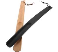 ROMISBABA 2 pezzi Calzascarpe in Legno con Manico Lungo Aiutante per Scarpe Portatile Design Ergonomico U-shaped per Adulti Riduce Sforzi e Dolori Schiena Adatto per Anziani e Donne in